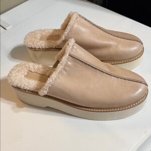 Vince Cream Shearling Lined Mules